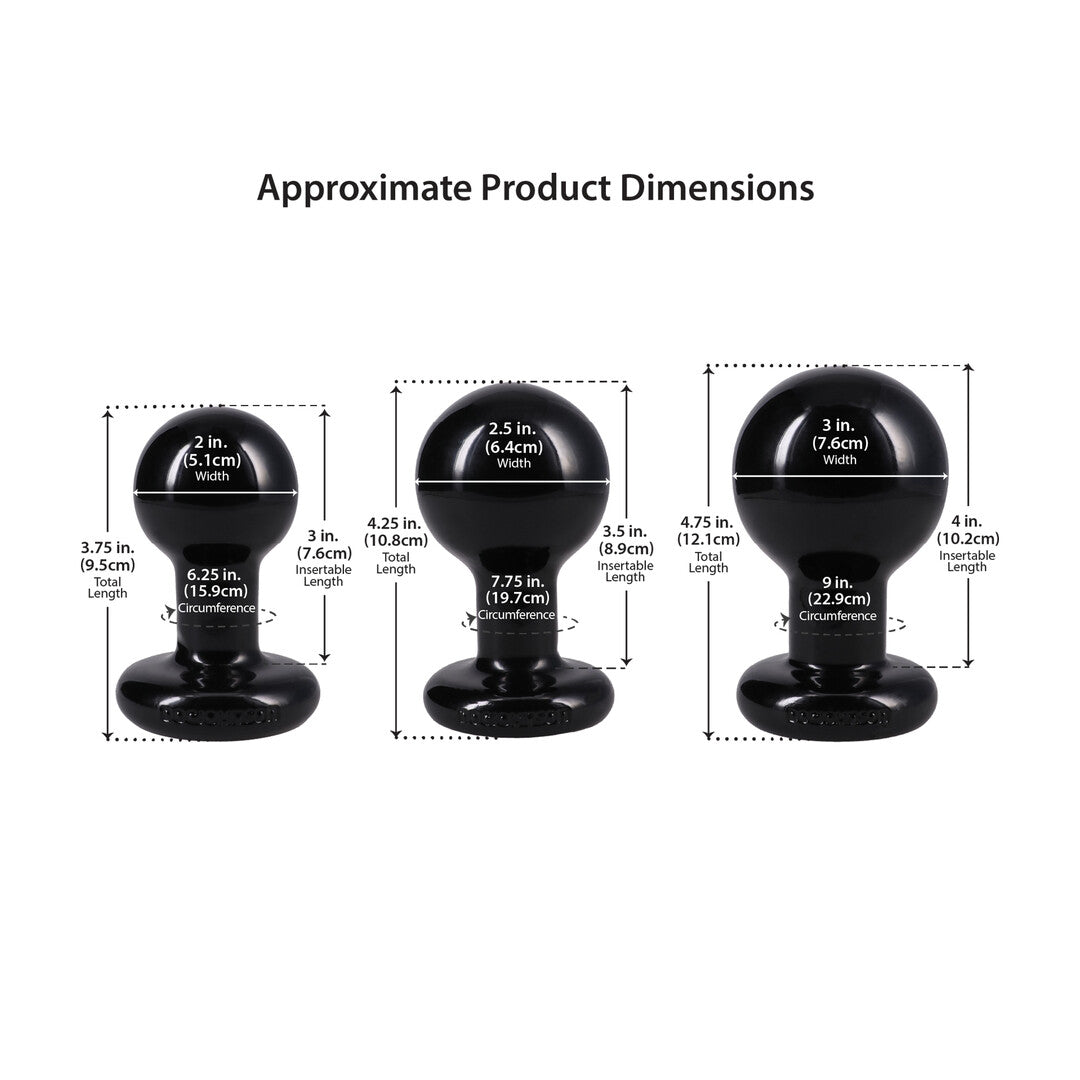 The Classic Round Butt Plug 3 Piece Set Black
