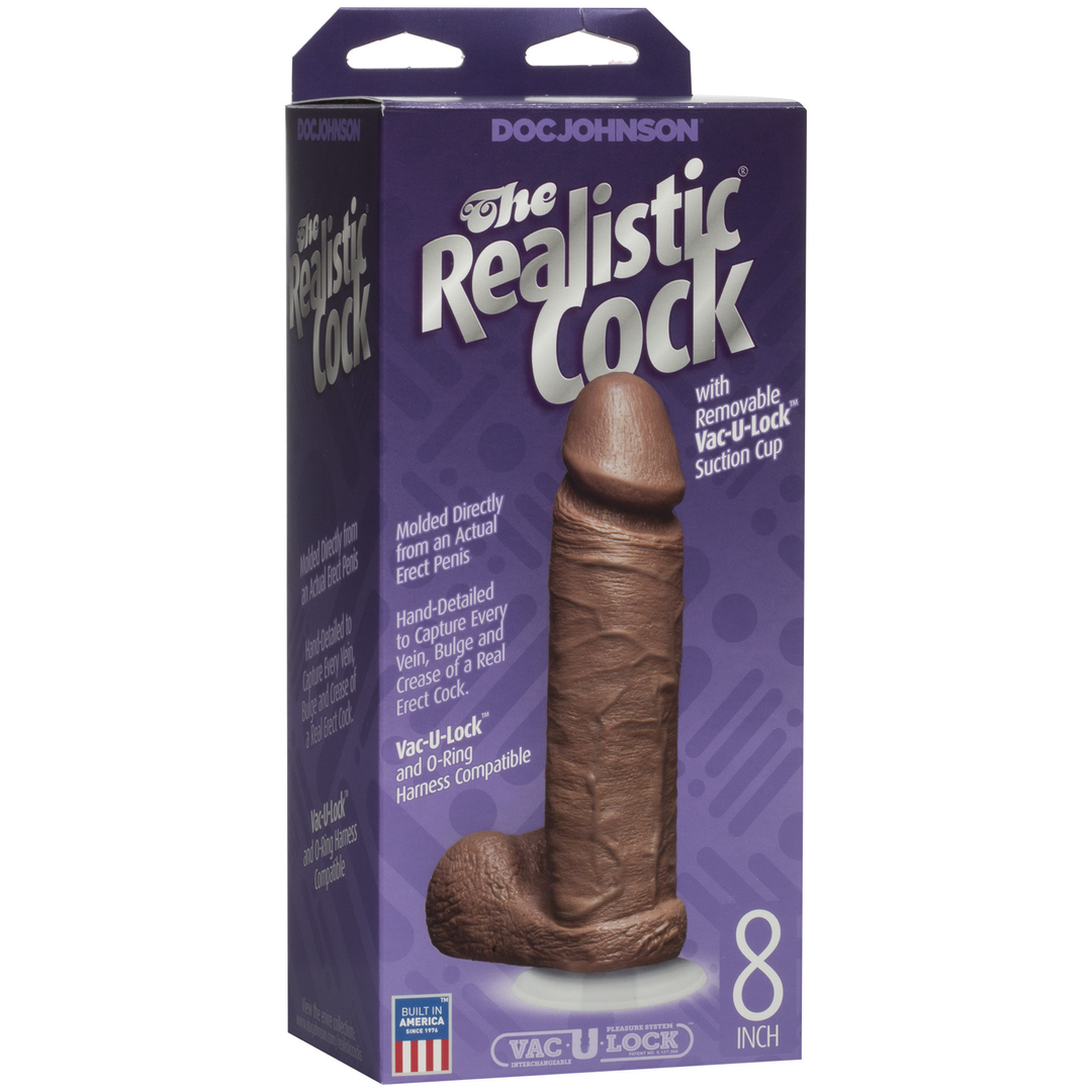 Realistic Cock With Balls Removable Vac U Lock Suction Cup 8 / 20 Cm Caramel