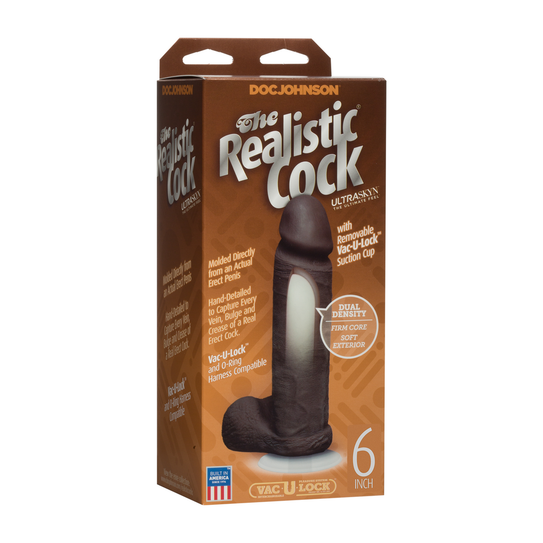 Realistic Cock With Balls Removable Vac U Lock Suction Cup Ultraskyn 6 / 16 Cm Chocolate