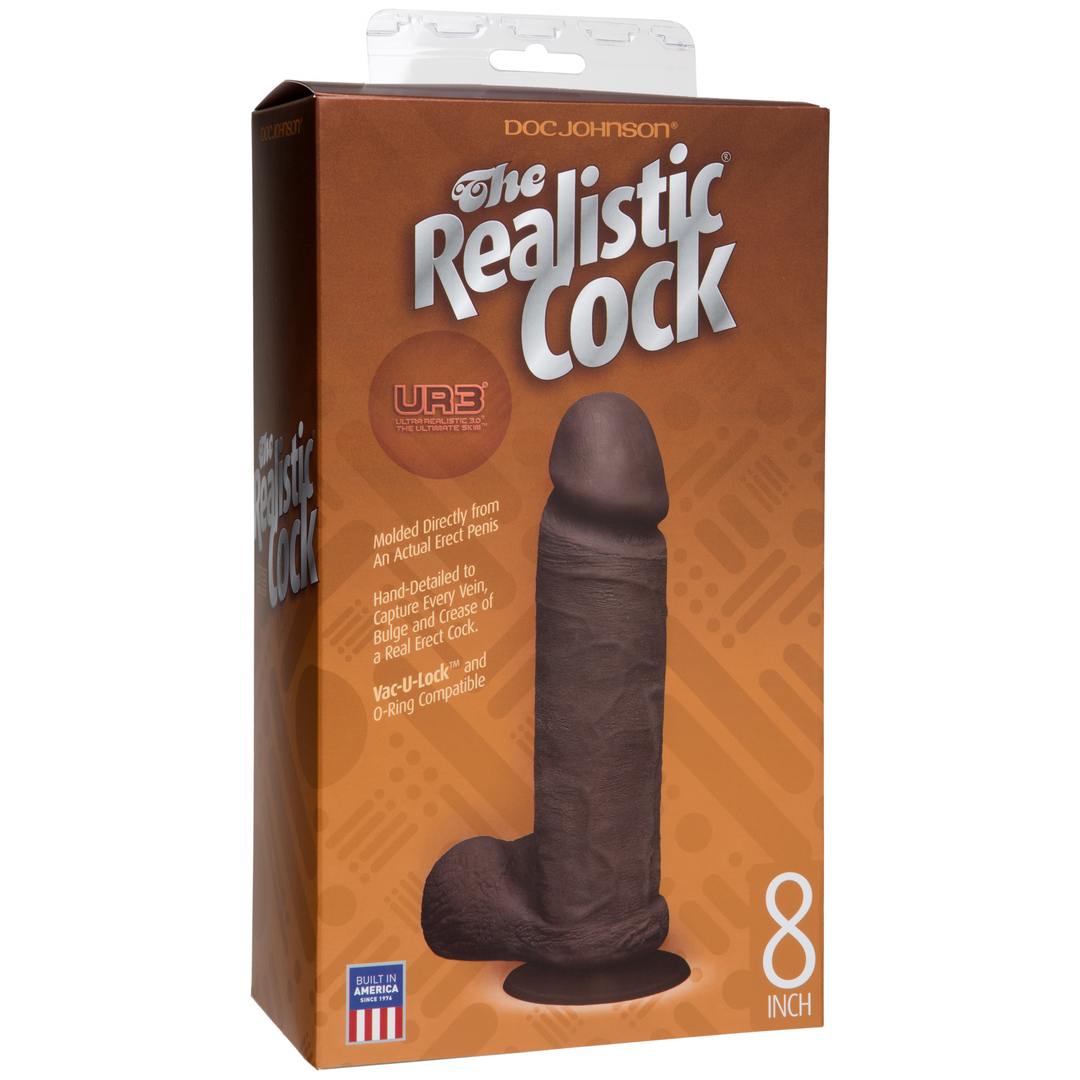Realistic Cock With Balls Removable Vac U Lock Suction Cup Ultraskyn 8 / 20 Cm Chocolate