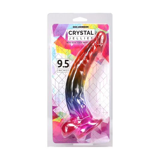 Realistic Cock With Balls 9.5 / 24,1 Cm Rainbow