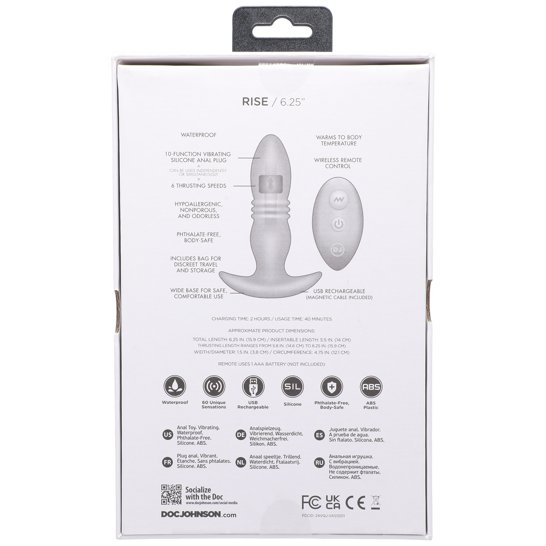 Rise Silicone Anal Plug With Remote Control 2