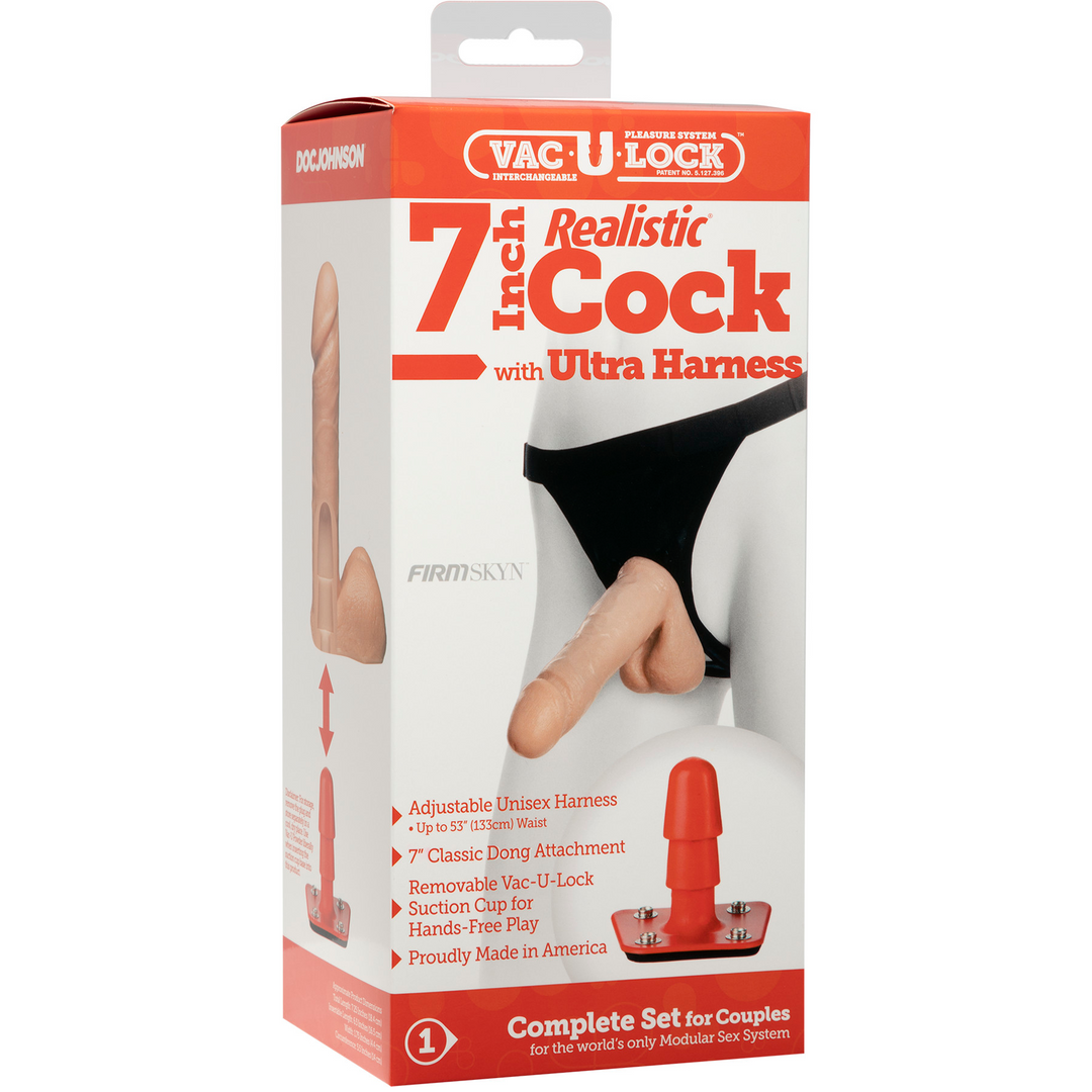 Realistic Dildo With Ultra Harness 7 / 18 Cm Vanilla