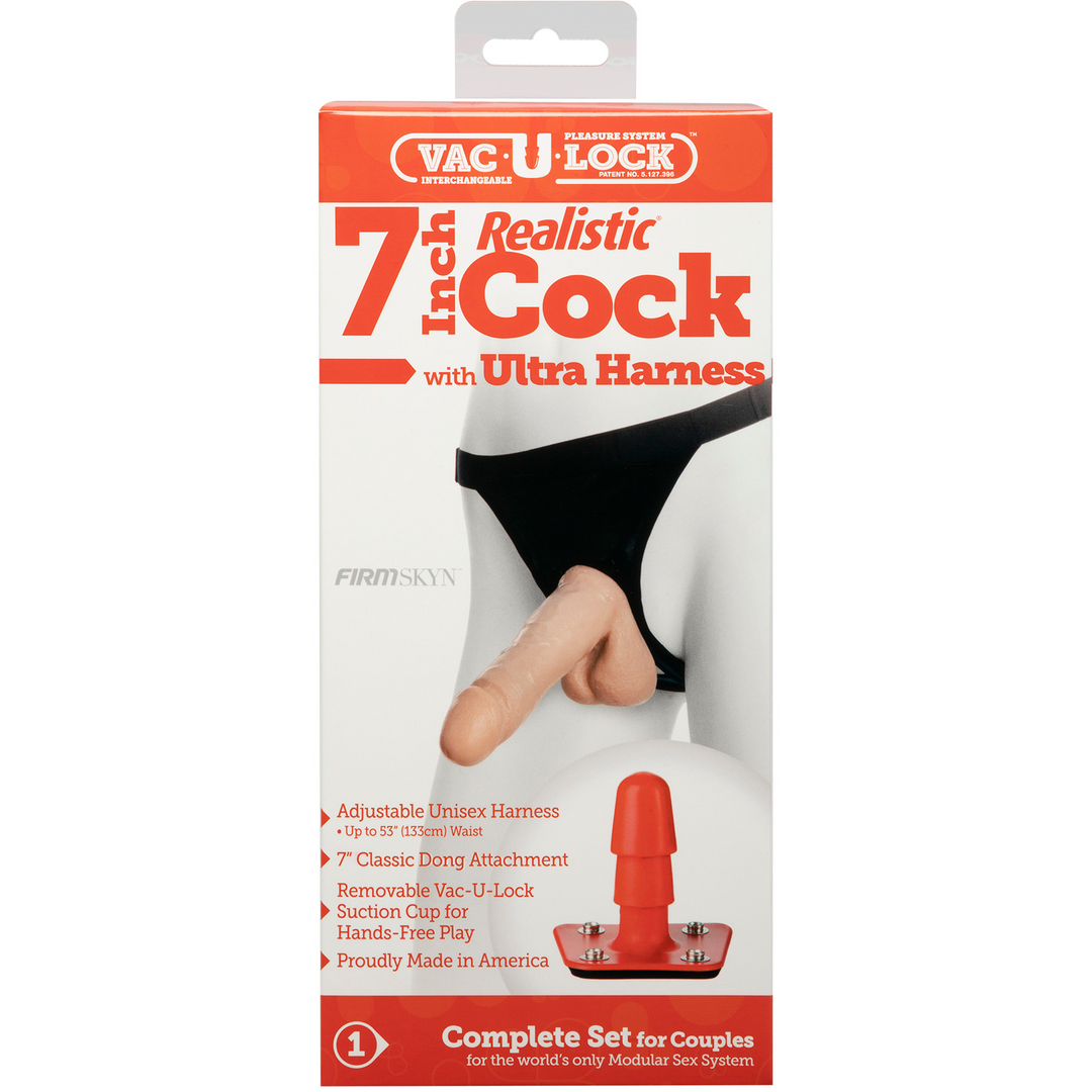 Realistic Dildo With Ultra Harness 7 / 18 Cm Vanilla