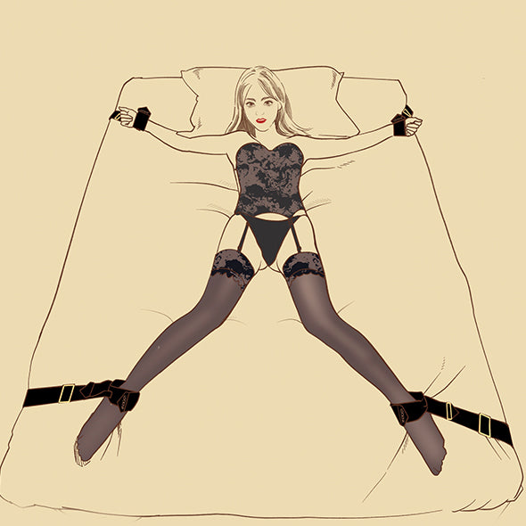 LOCKINK - BDSM Adjustable Bed Restraint Kit Black