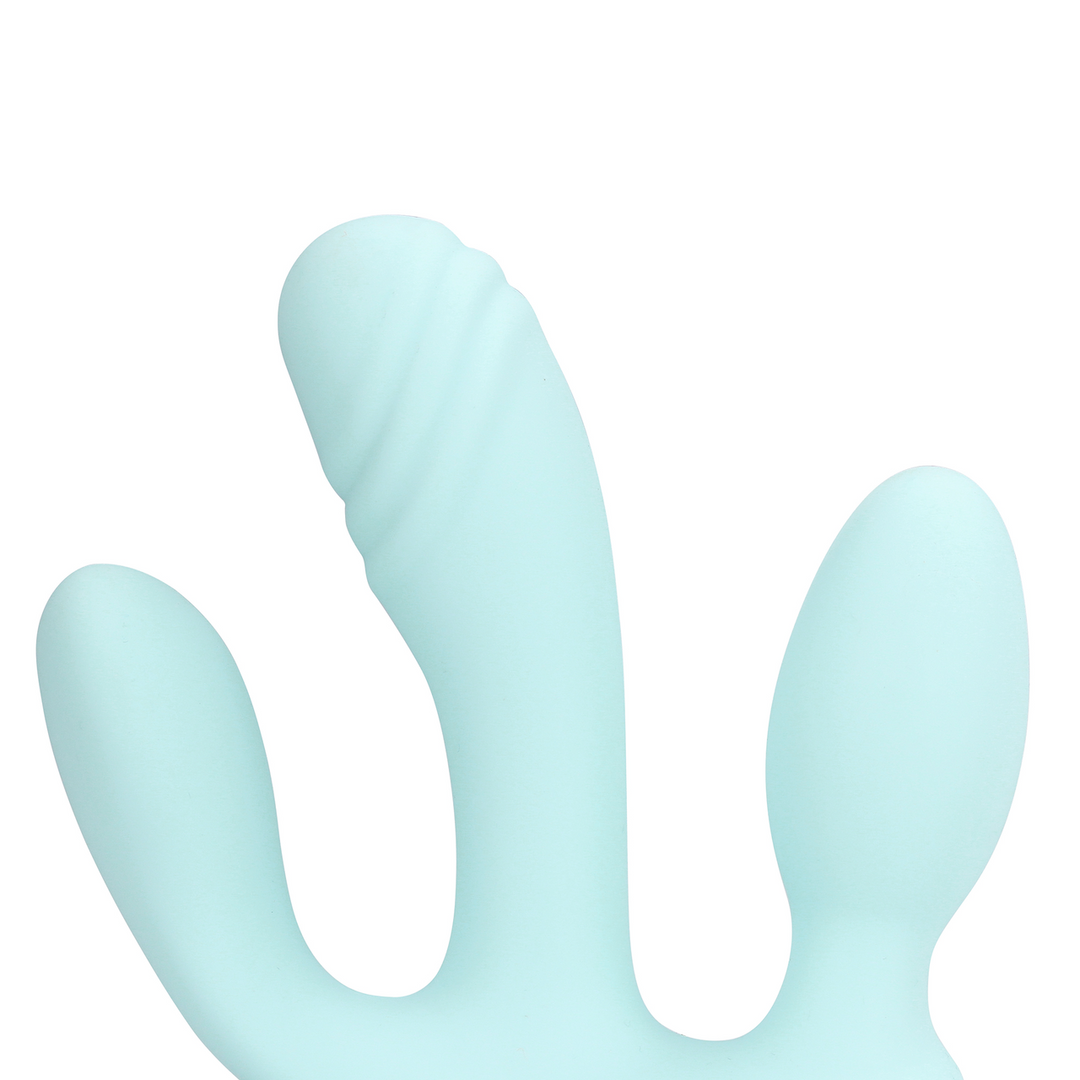 Loveline Three In One Liquid Silicone Vibrator Breezy Blue