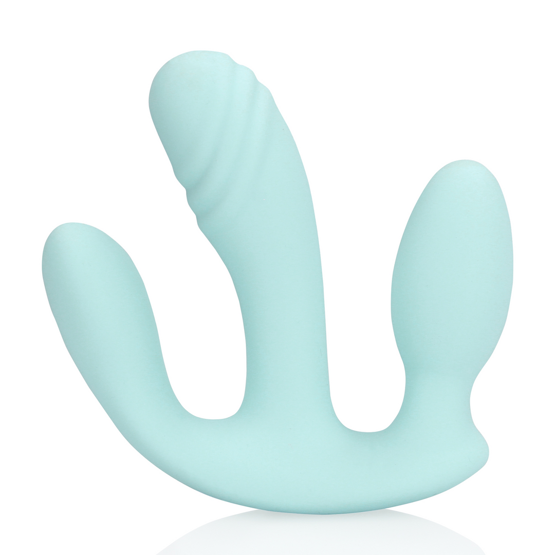 Loveline Three In One Liquid Silicone Vibrator Breezy Blue