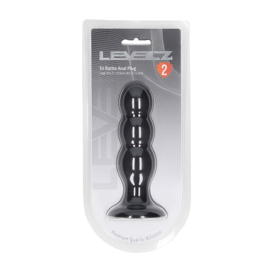 Tri Rattle Plug Anal De Silicona Líquida L Negro