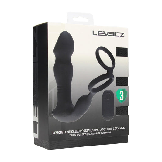 Remote Control Vibrating Thrusting Come Hither Silicone Prostate Stimulator With Cockring Black