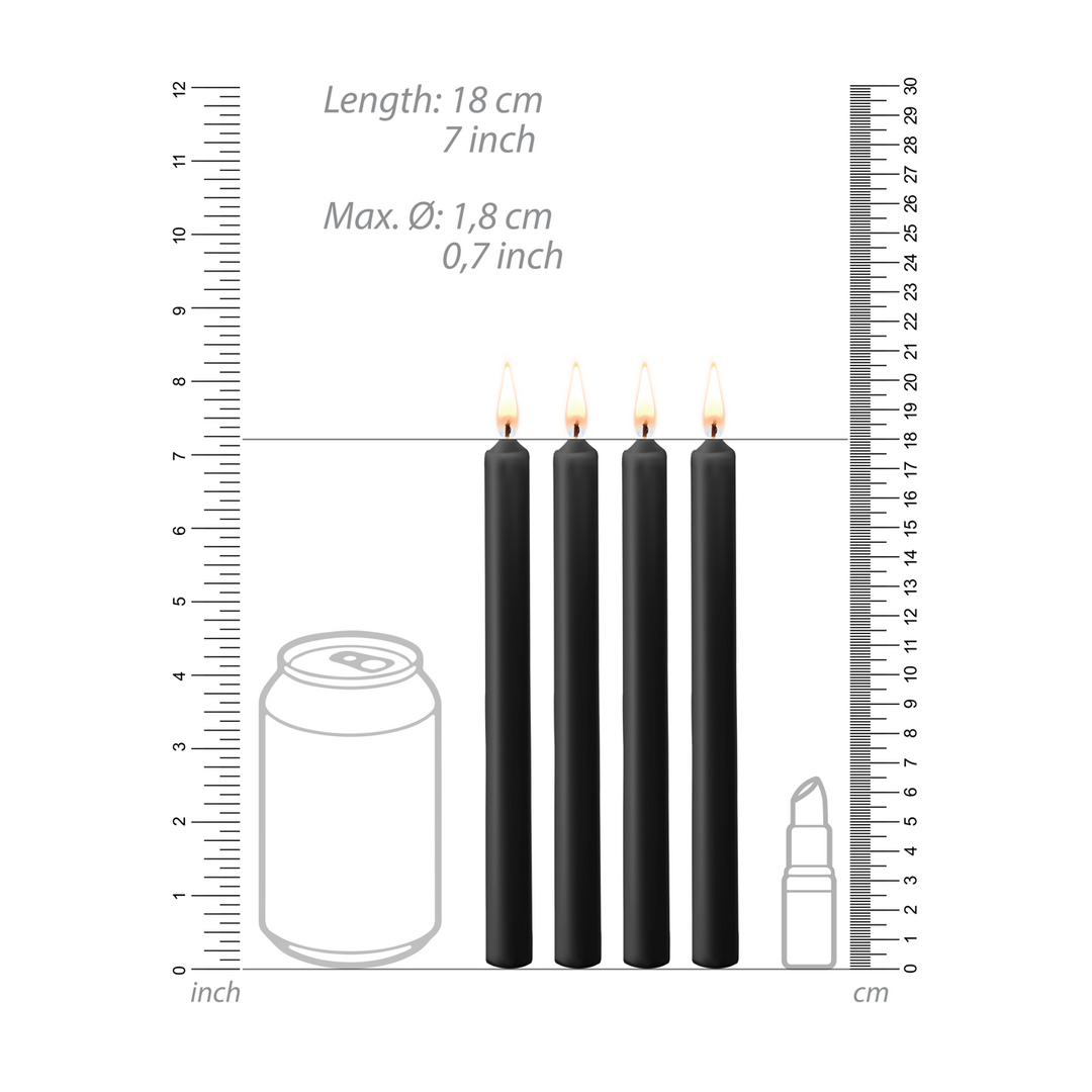 Teasing Wax Candles 4 Pieces Large Black
