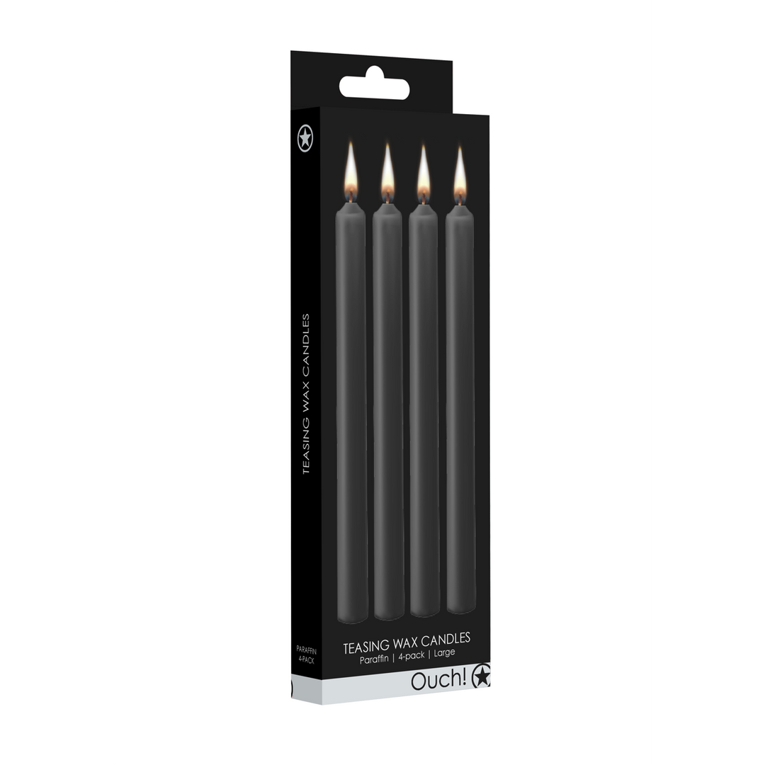 Teasing Wax Candles 4 Pieces Large Black