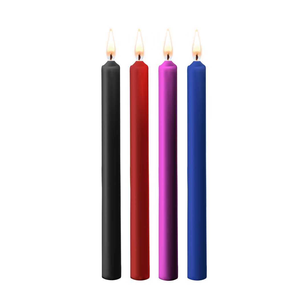 Teasing Wax Candles 4 Pieces Large Black
