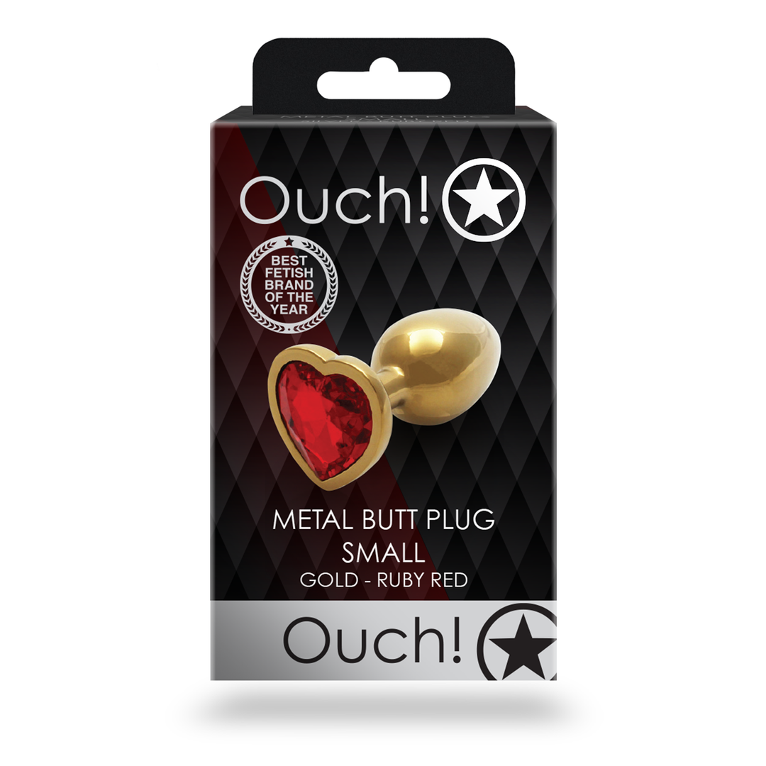 Heart Gem Butt Plug Small Gold/ruby Red