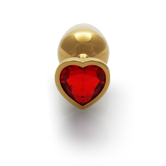 Heart Gem Butt Plug Small Gold/ruby Red