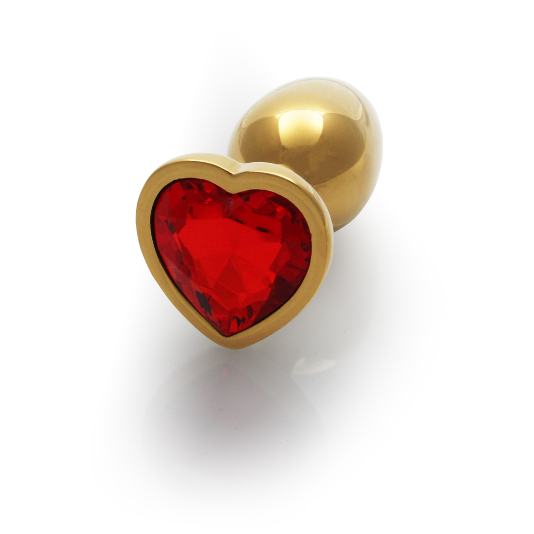 Heart Gem Butt Plug Small Gold/ruby Red