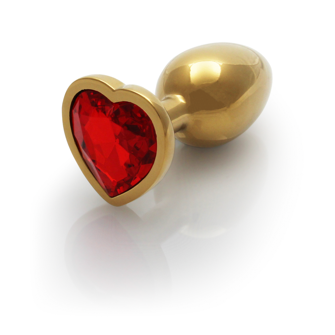 Heart Gem Butt Plug Small Gold/ruby Red
