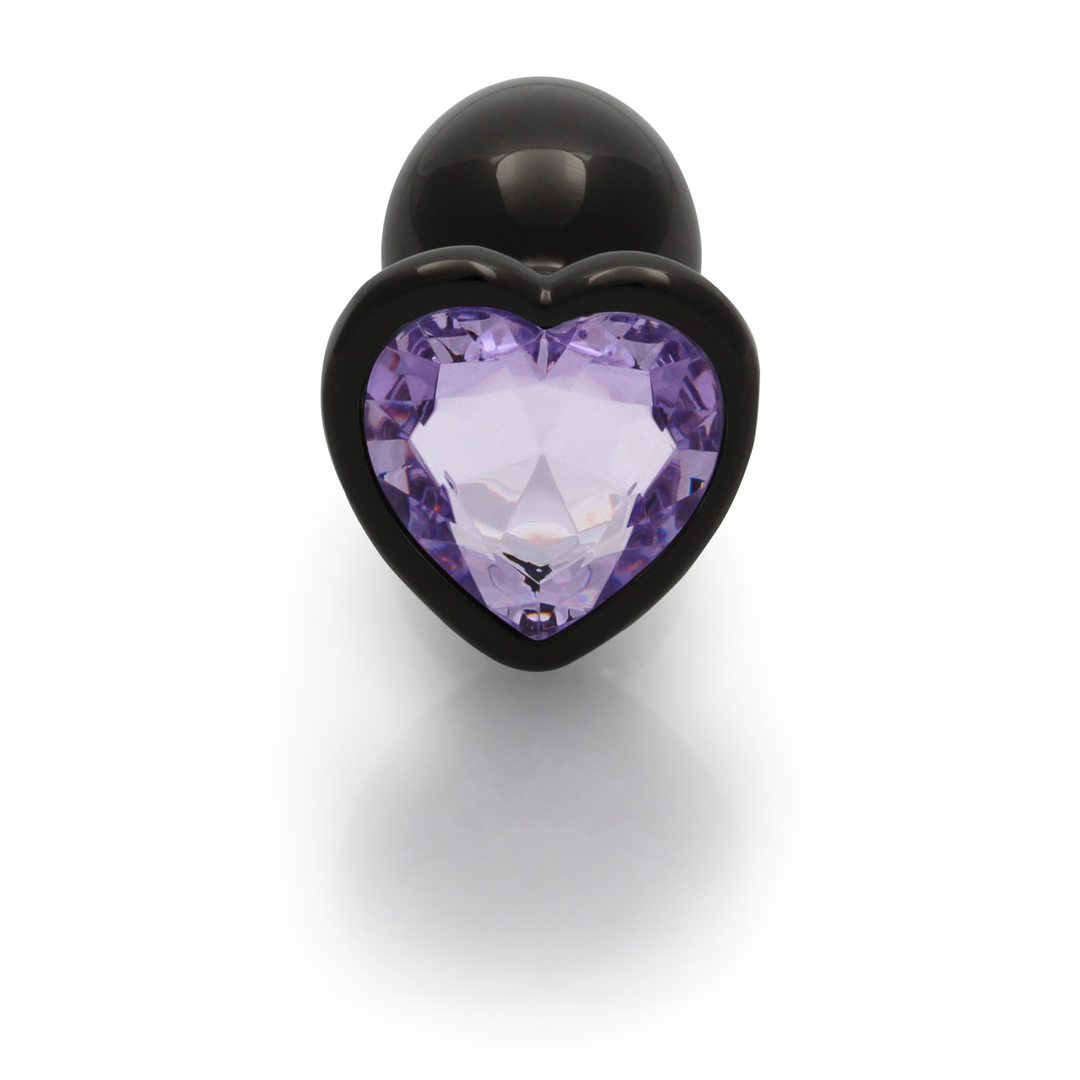 Heart Gem Butt Plug Small Gunmetal/amethyst Purple