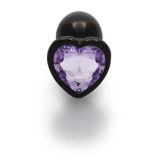 Heart Gem Butt Plug Small Gunmetal/amethyst Purple
