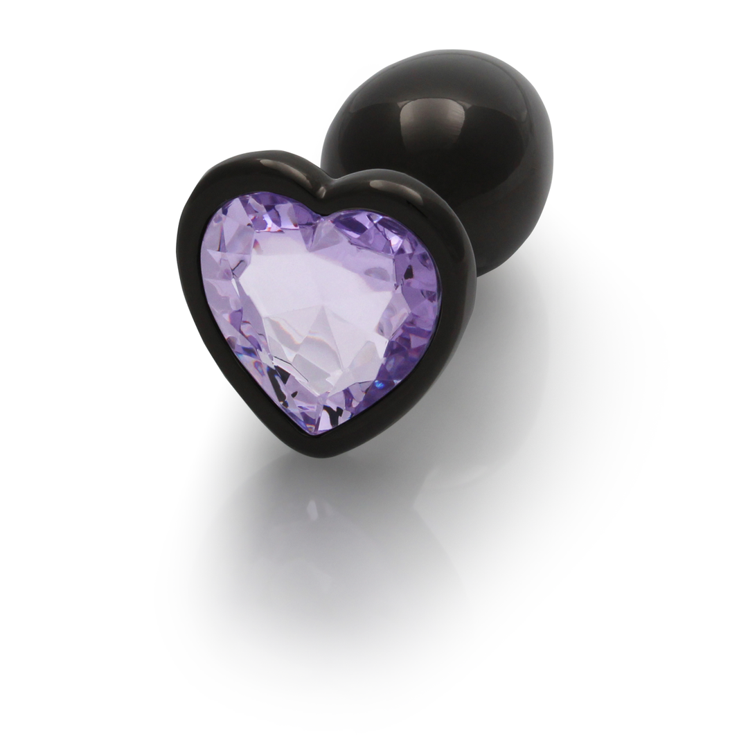 Heart Gem Butt Plug Small Gunmetal/amethyst Purple