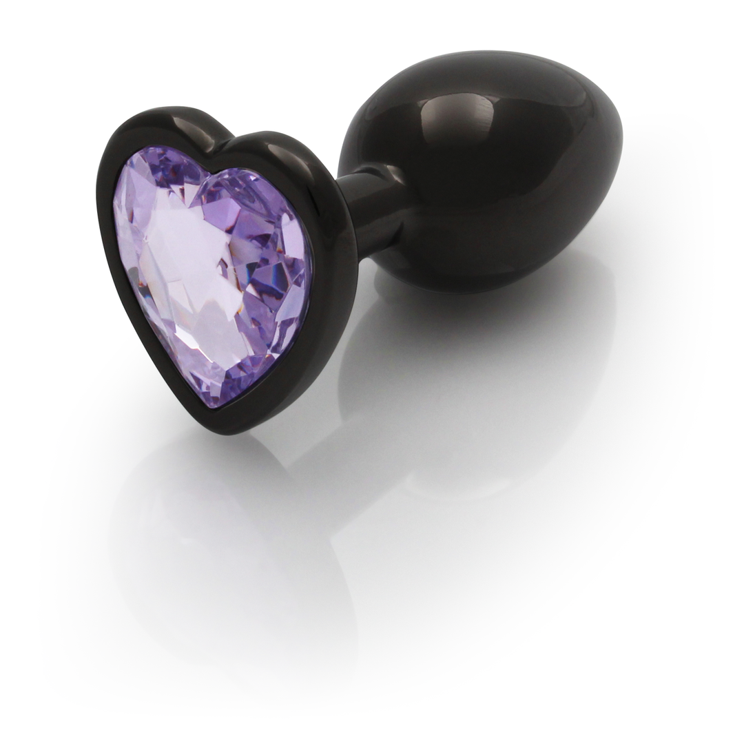 Heart Gem Butt Plug Small Gunmetal/amethyst Purple