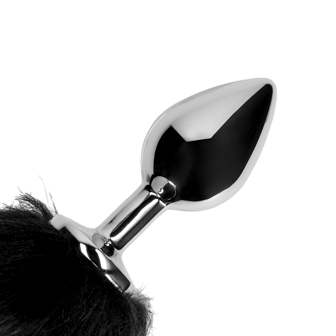 Ouch! Metalen Buttplug Met Lange Staart Zwart