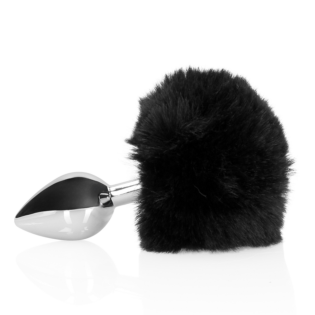 Ouch! Metalen Buttplug Met Staart Zwart