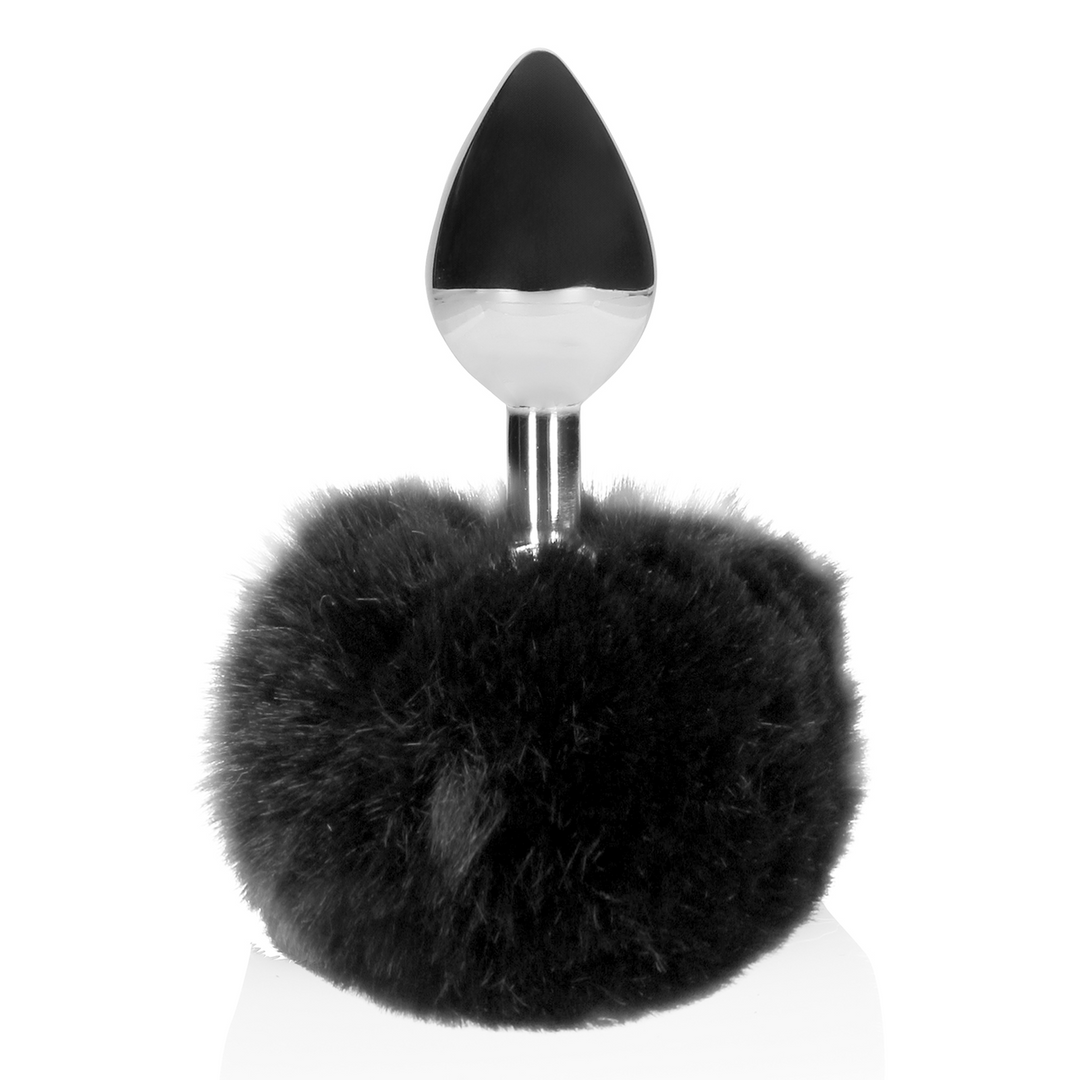 Ouch! Metalen Buttplug Met Staart Zwart