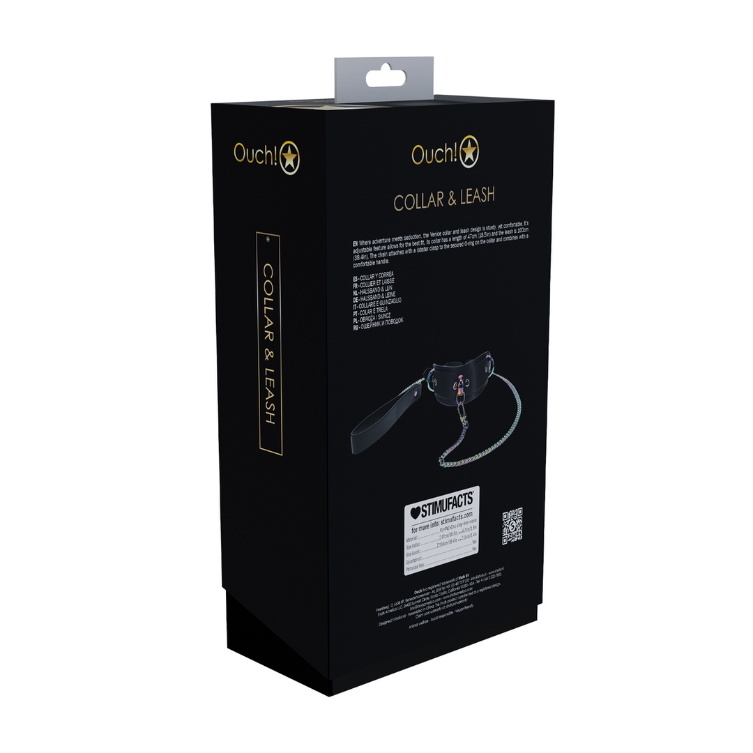 Ouch! Venice Collection Collar With Leash Black
