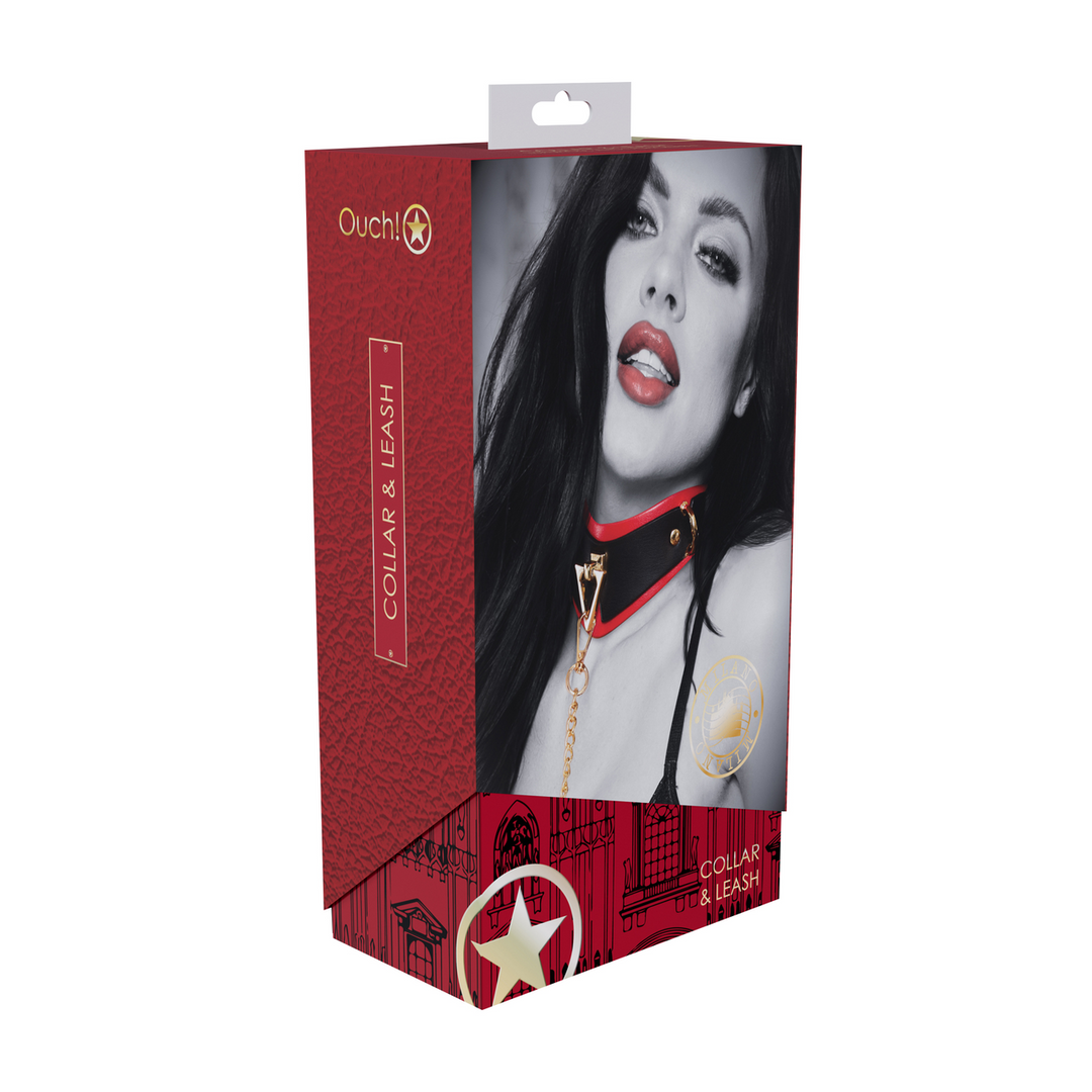 Ouch! Milan Collection Collar With Leash Black/red