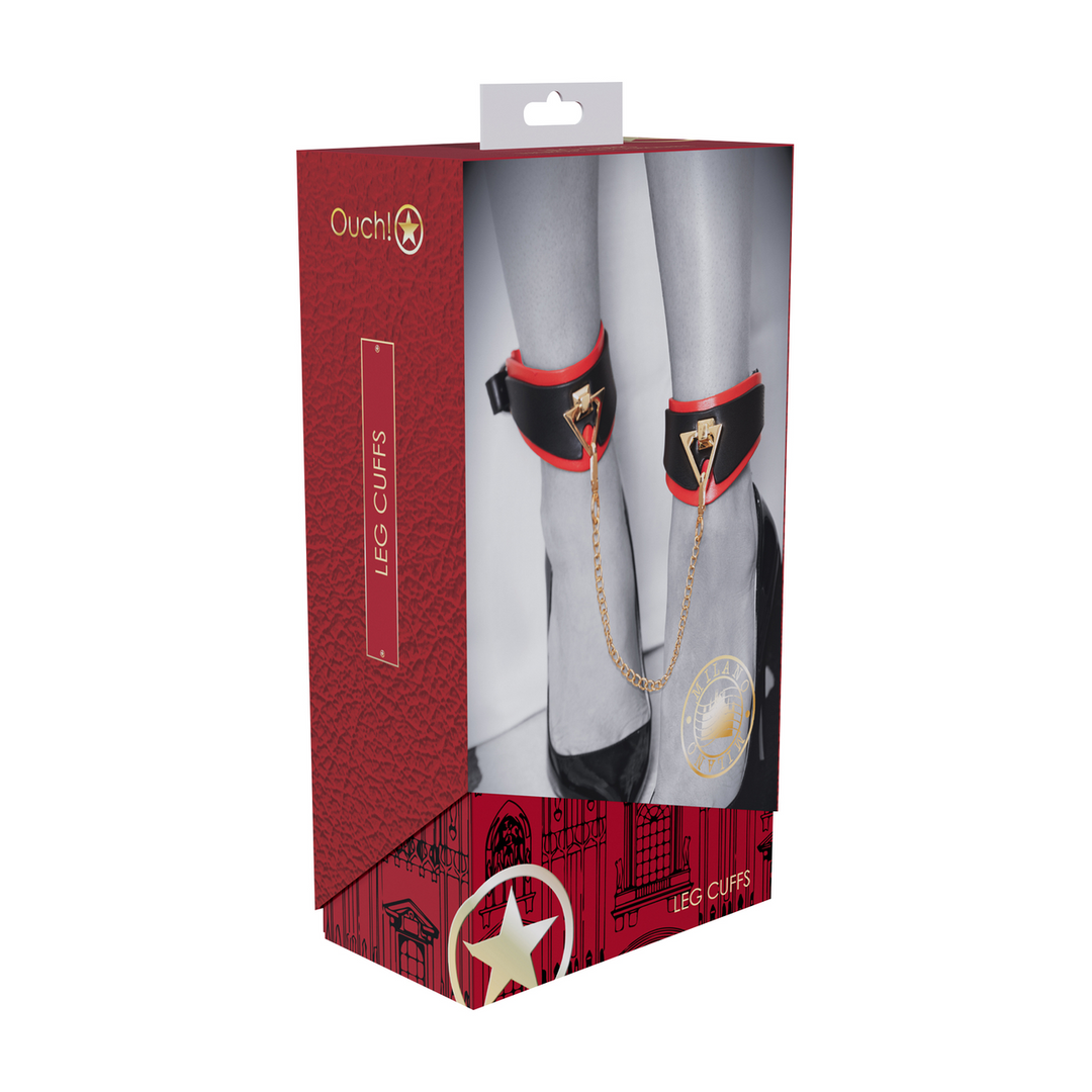 Ouch! Milan Collection Leg Cuffs Black/red