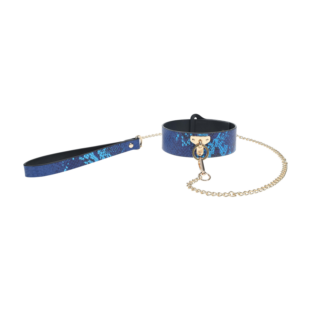 Ouch! Florence Collection Collar With Leash Blue