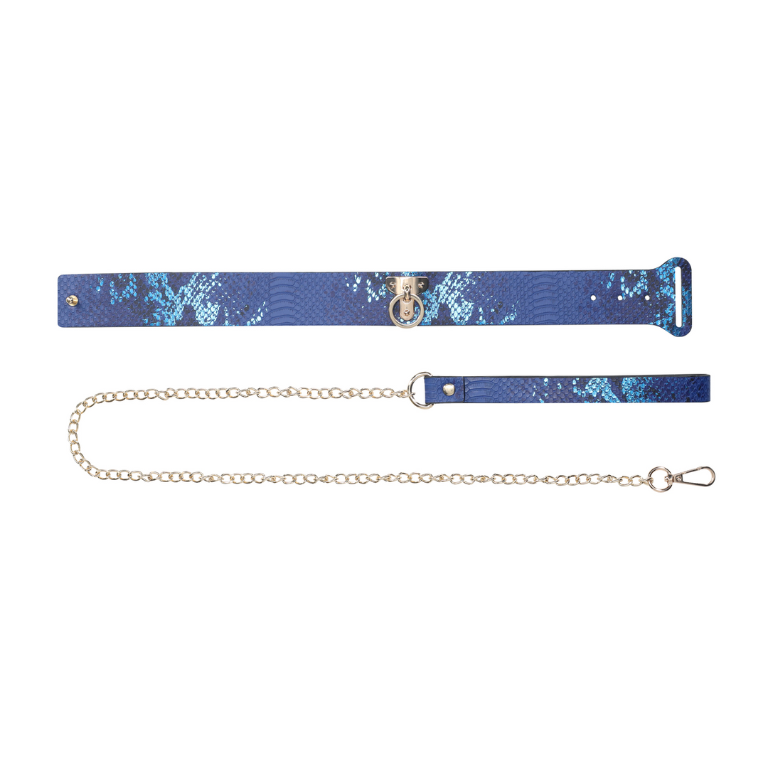 Ouch! Florence Collection Collar With Leash Blue