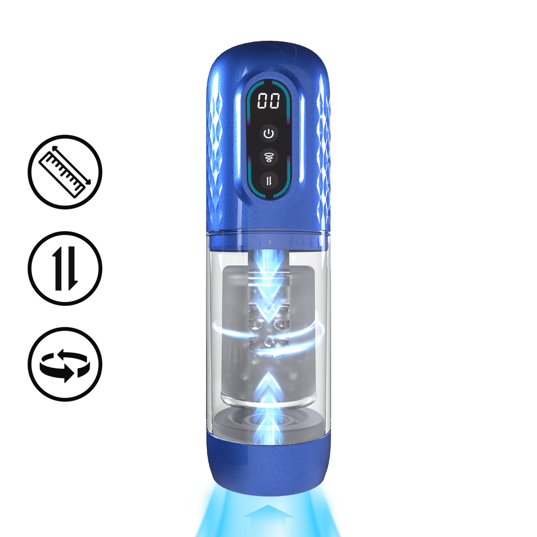 Pumped Vortex Suction Rotation And Thrusting Masturbator Pump Gun Metal