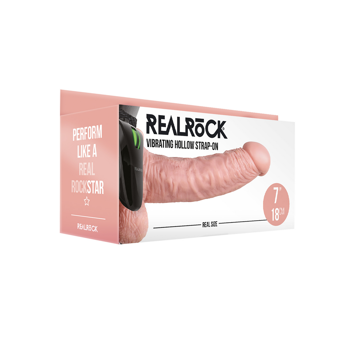 Realrock Vibrating Hollow Strap On With Balls 7 / 18 Cm
