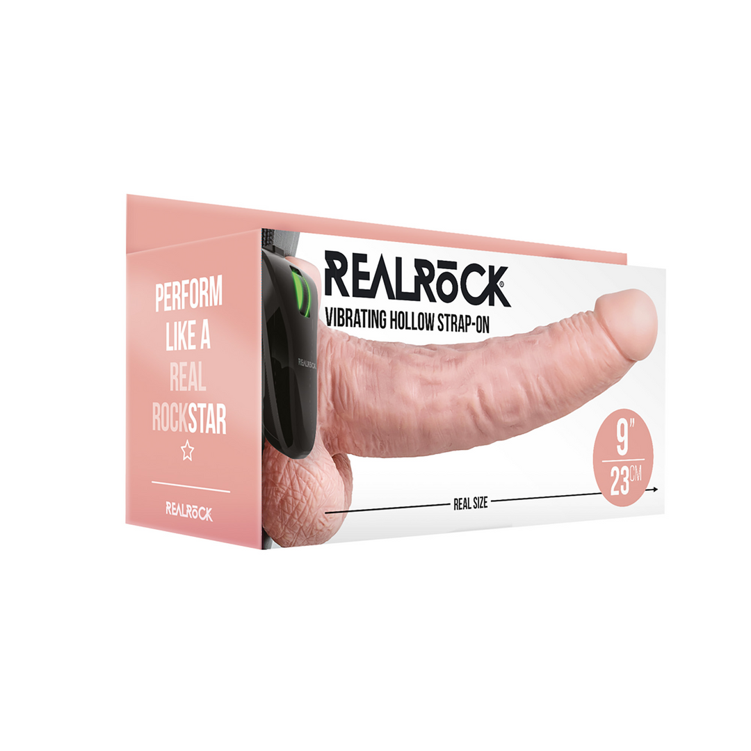 Realrock Vibrating Hollow Strap On With Balls 9 / 23 Cm