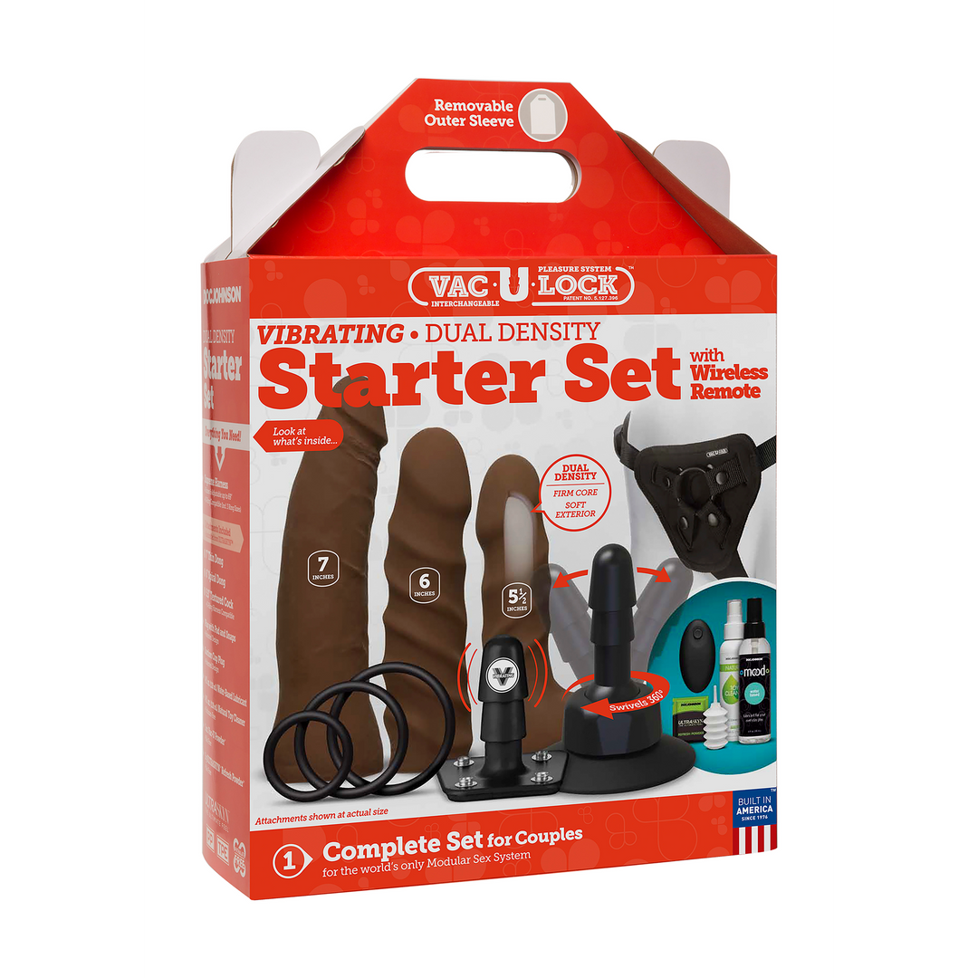 Vibrating Dual Density Ultraskyn Toys Set + Remote Control Brown