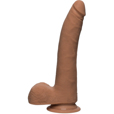 D Slim Realistic Ultraskyn Dildo With Balls 2 Pieces Brown