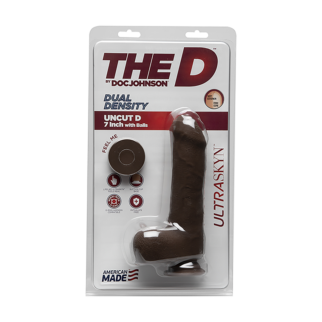 Uncut D Realistic Ultraskyn Dildo With Balls 7 / 18 Cm Black