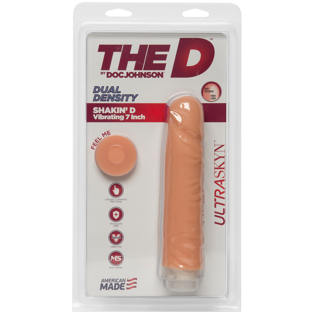 Shakin' D Vibrating Realistic Ultraskyn Dildo 7 / 18 Cm Wit