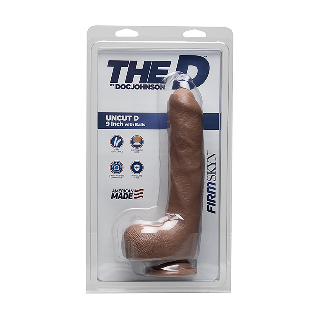 Uncut D Realistic Firmskyn Dildo With Balls 9 / 22 Cm Brown