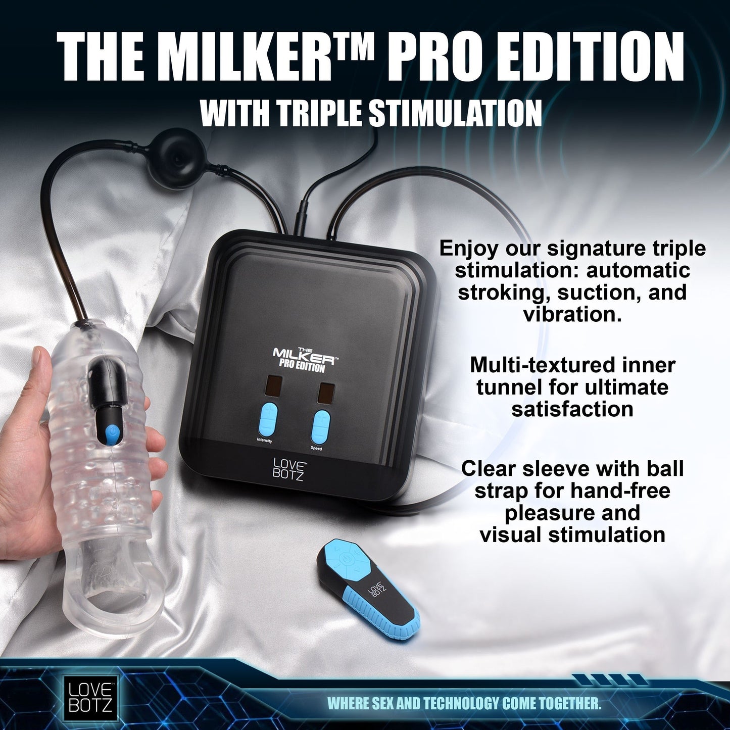XR Brands The Milker Pro Editie Love Botz Zuigende Masturbator - Erovibes.nl