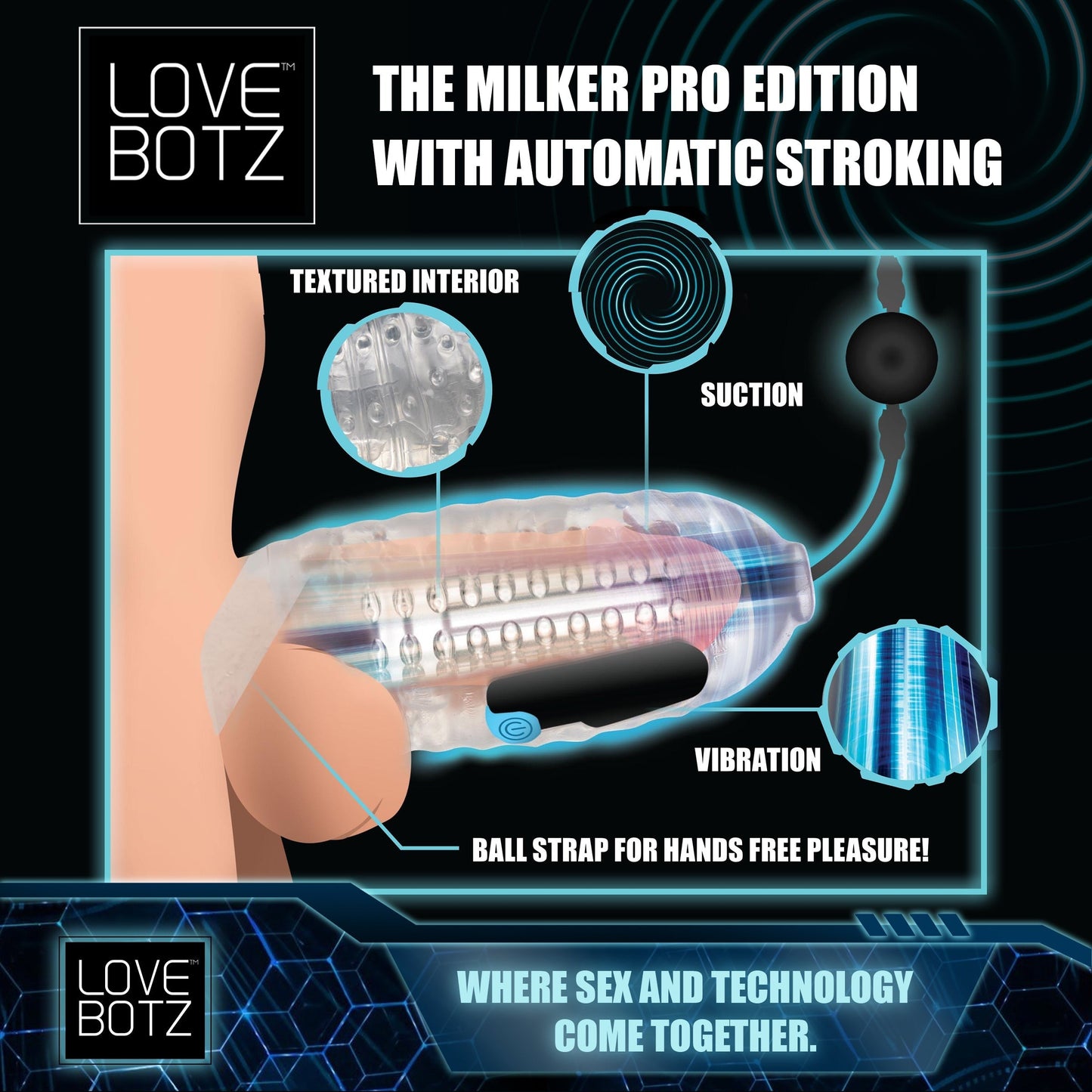 XR Brands The Milker Pro Editie Love Botz Zuigende Masturbator - Erovibes.nl