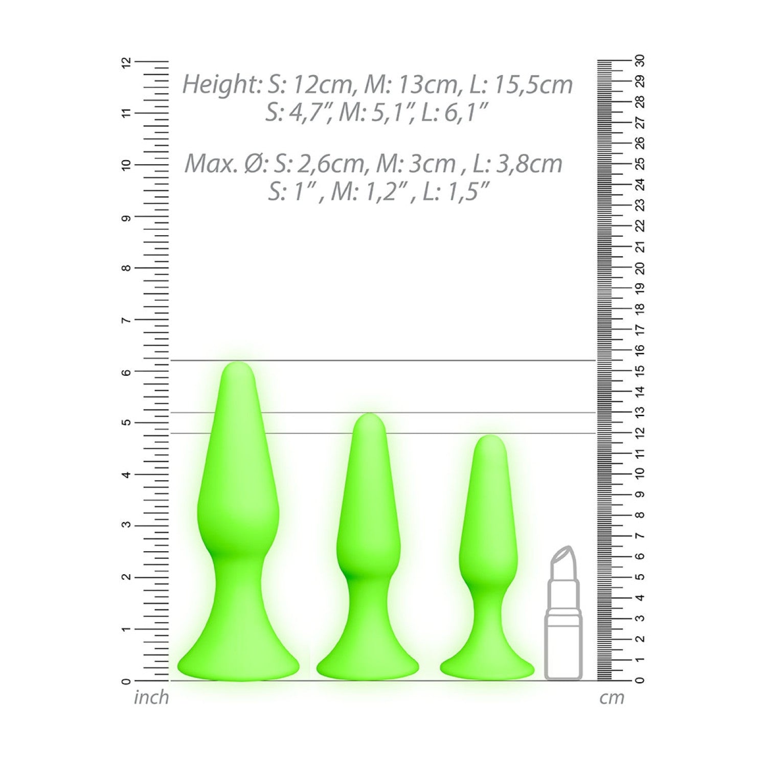 Ouch! Glow in the Dark Butt Plug Set