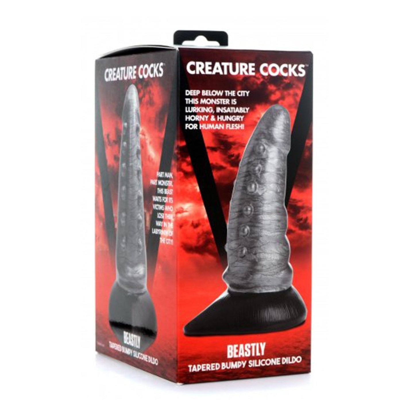 XR Brands Beastly - Toelopende Hobbelige Siliconen Dildo