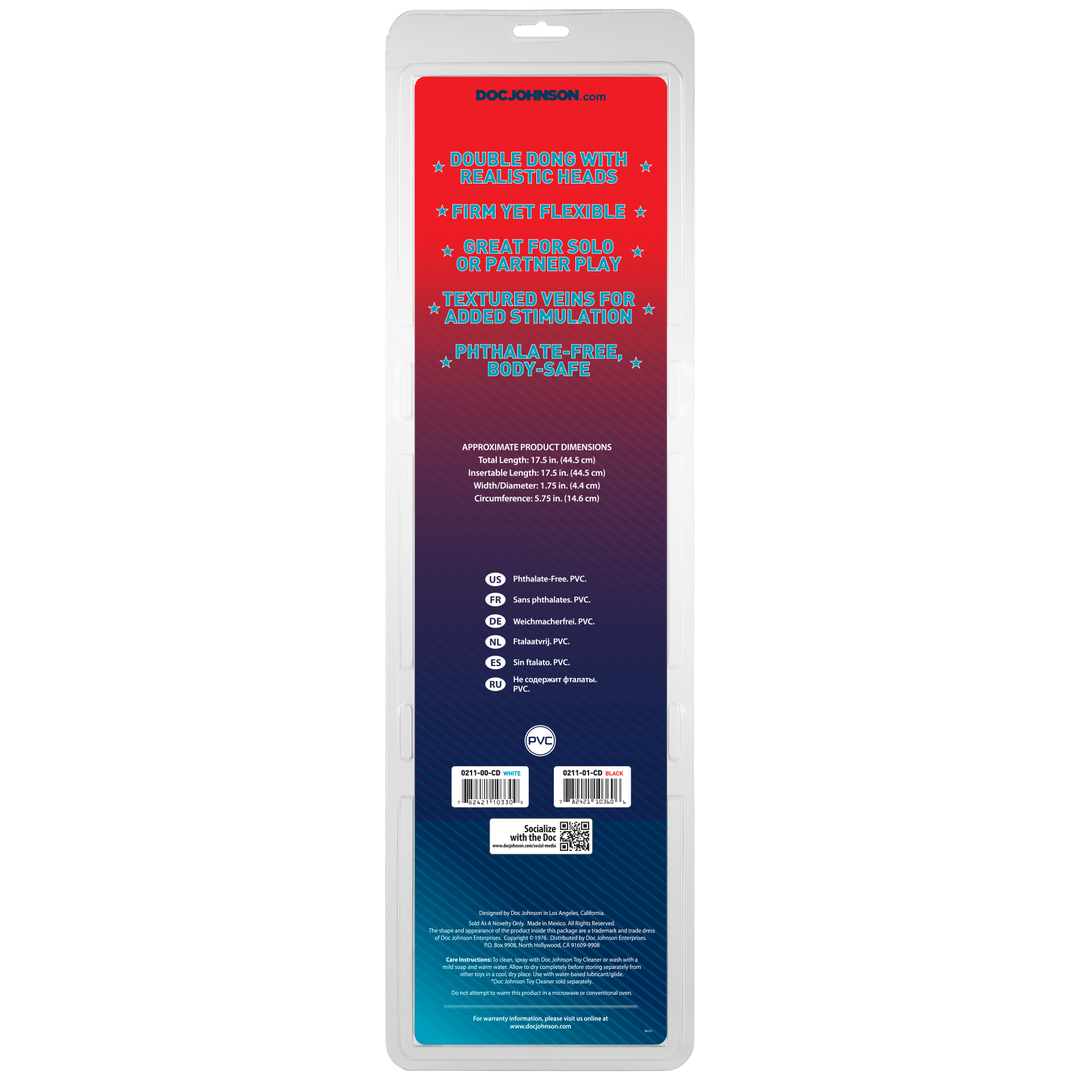 Veined Double Header Dildo With Double Ends 18 / 45 Cm