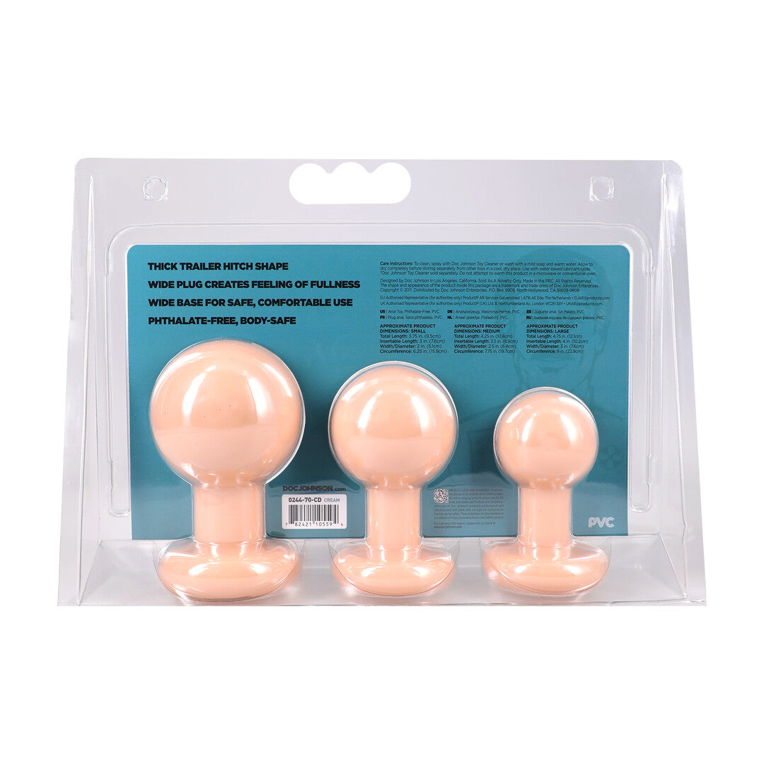 The Classic Round Butt Plug 3 Piece Set Cream