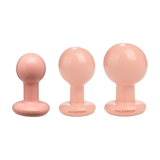 The Classic Round Butt Plug 3 Piece Set Cream