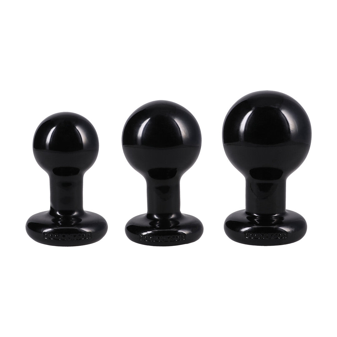 The Classic Round Butt Plug 3 Piece Set Black