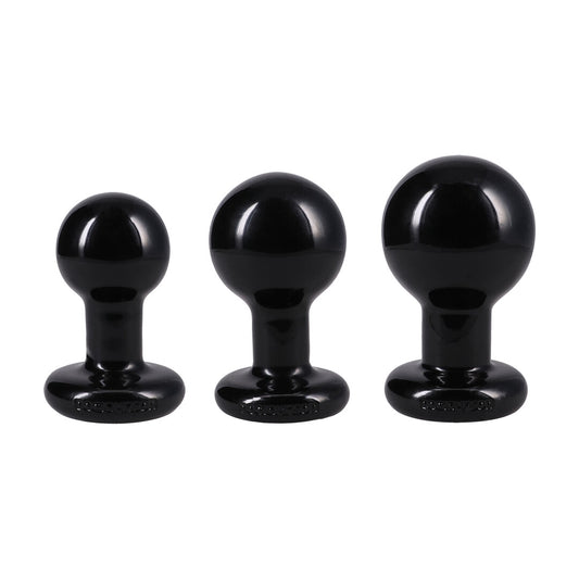 The Classic Round Butt Plug 3 Piece Set Black