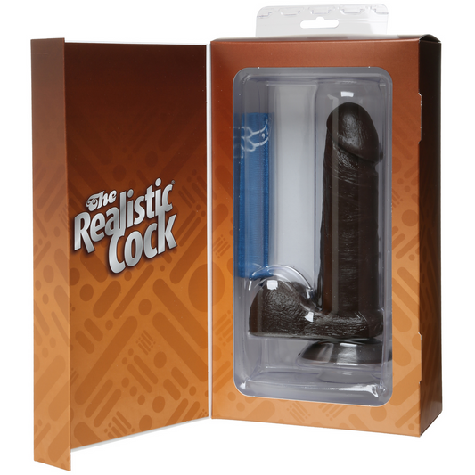 Realistic Cock With Balls Removable Vac U Lock Suction Cup 6 / 16 Cm Chocolate